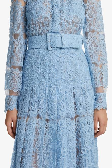 Women Ermanno Scervino Light Blue Lace Shirt Dress 424R9