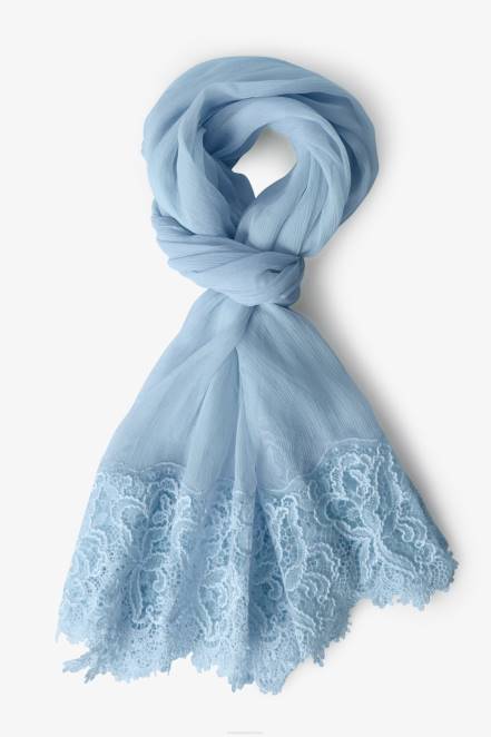 Women Ermanno Scervino Light Blue Silk And Lace Stole 424R208