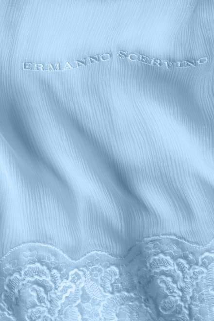 Women Ermanno Scervino Light Blue Silk And Lace Stole 424R208