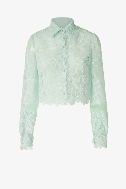 Women Ermanno Scervino Mint Green Lace Cropped Shirt 424R90