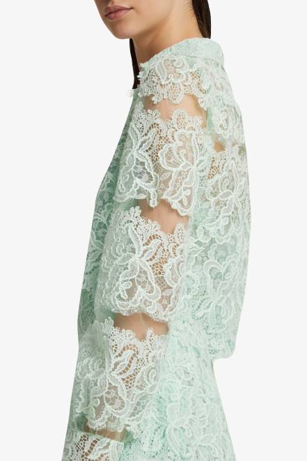Women Ermanno Scervino Mint Green Lace Cropped Shirt 424R90