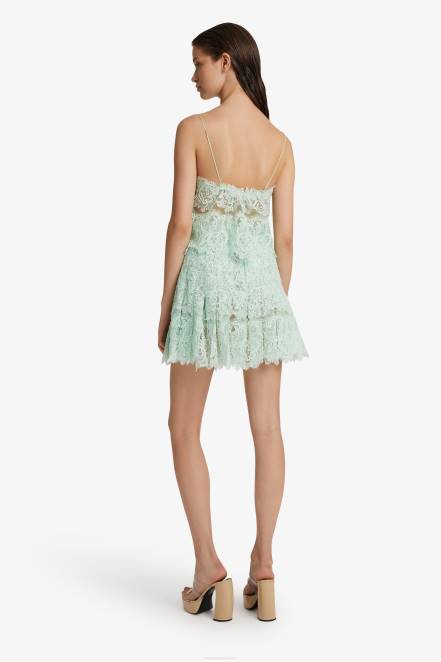Women Ermanno Scervino Mint Green Lace Mini Skirt 424R127