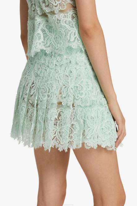 Women Ermanno Scervino Mint Green Lace Mini Skirt 424R127
