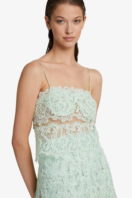 Women Ermanno Scervino Mint Green Lace Top 424R91