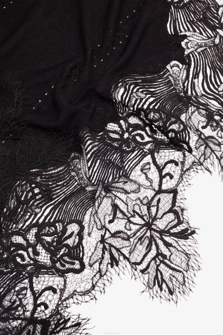 Women Ermanno Scervino Nero Lace-Detailed Stole 424R212