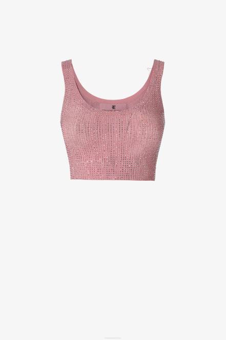 Women Ermanno Scervino Pink Crystal-Adorned Crop Top 424R70