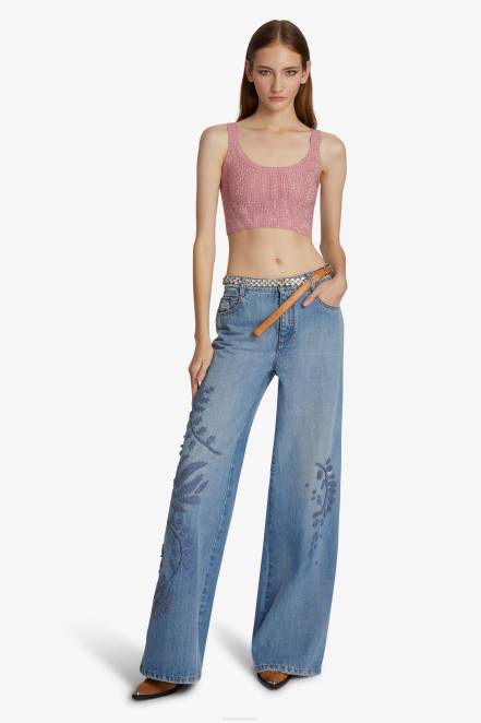 Women Ermanno Scervino Pink Crystal-Adorned Crop Top 424R70