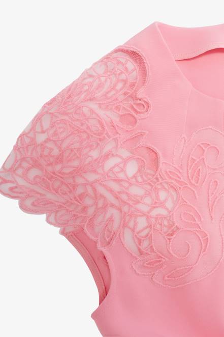 Women Ermanno Scervino Pink Lace-Detailed Midi Dress 424R8