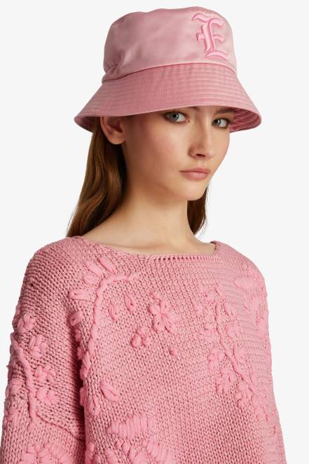 Women Ermanno Scervino Pink Satin Bucket Hat 424R201