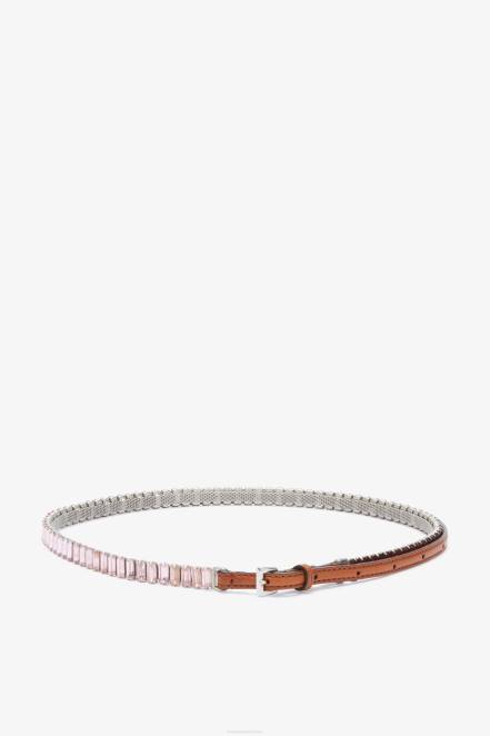 Women Ermanno Scervino Red Crystal-Adorned Thin Belt 424R197