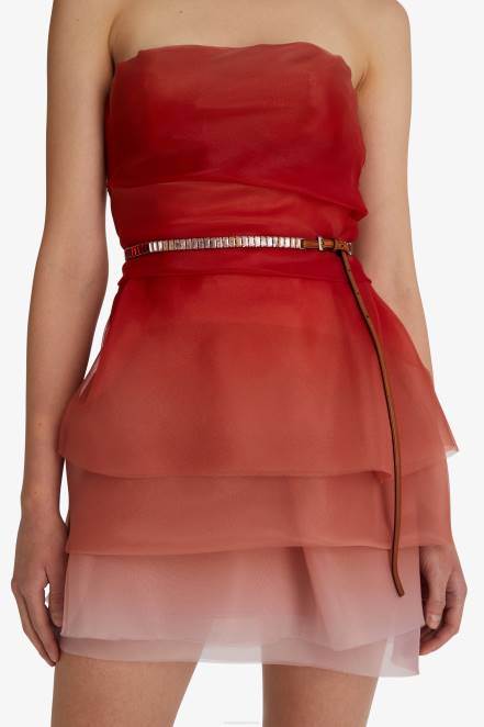 Women Ermanno Scervino Red Crystal-Adorned Thin Belt 424R197