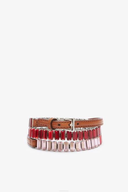 Women Ermanno Scervino Red Multi-Row Crystal Bracelet 424R188