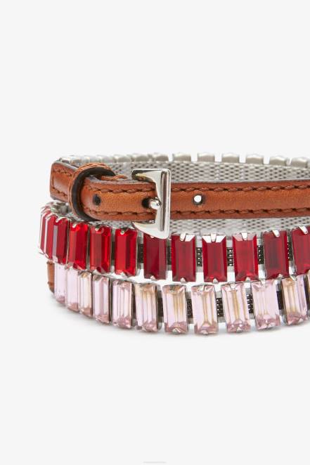 Women Ermanno Scervino Red Multi-Row Crystal Bracelet 424R188