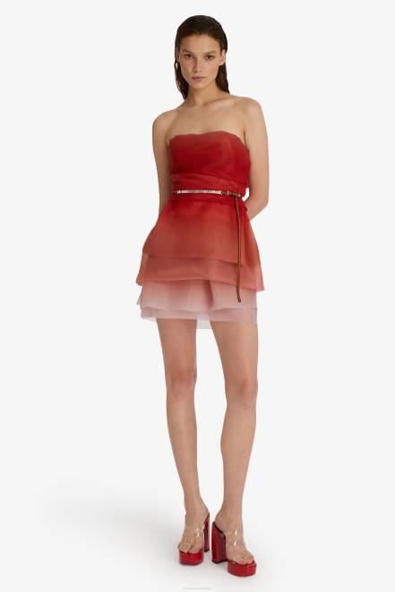 Women Ermanno Scervino Red Nuanced Tulle Mini Dress 424R14