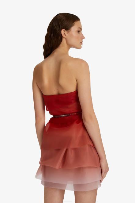 Women Ermanno Scervino Red Nuanced Tulle Mini Dress 424R14