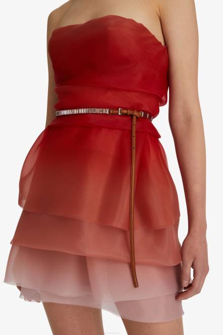 Women Ermanno Scervino Red Nuanced Tulle Mini Dress 424R14