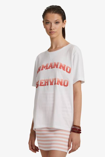 Women Ermanno Scervino Red Oversized Logo T-Shirt 424R98