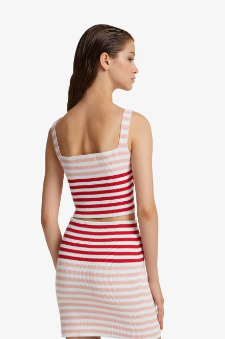 Women Ermanno Scervino Red Short Ribbed Camisole 424R75