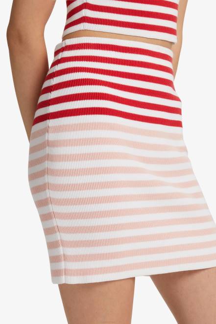 Women Ermanno Scervino Red Striped Mini Skirt 424R133
