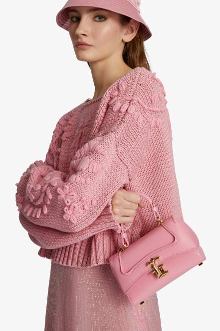 Women Ermanno Scervino Rosa Small Leather Bowling Bag With Logo 424R139