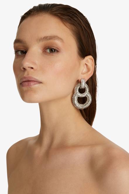 Women Ermanno Scervino Silver Crystal-Adorned Earrings 424R185