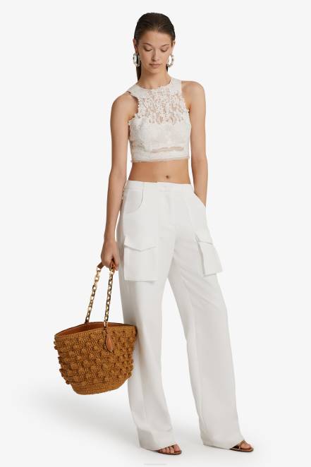 Women Ermanno Scervino White Cady Cargo Trousers 424R106