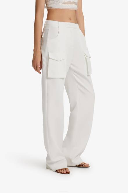 Women Ermanno Scervino White Cady Cargo Trousers 424R106