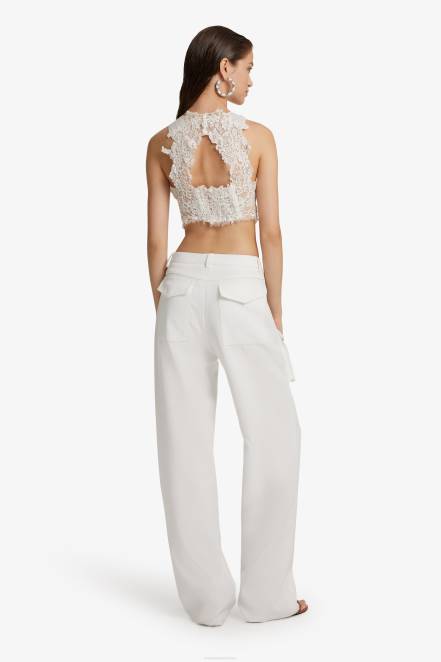 Women Ermanno Scervino White Cady Cargo Trousers 424R106