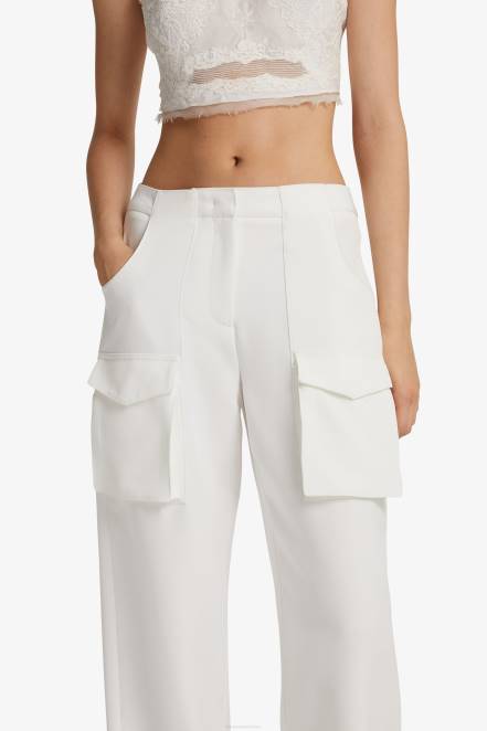 Women Ermanno Scervino White Cady Cargo Trousers 424R106