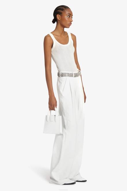 Women Ermanno Scervino White Cotton Palazzo Trousers 424R102