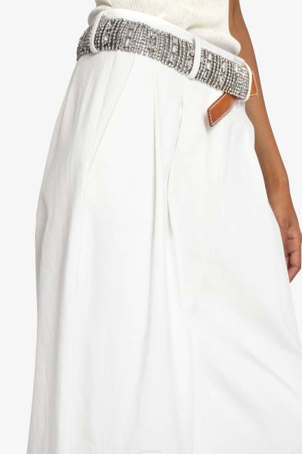 Women Ermanno Scervino White Cotton Palazzo Trousers 424R102
