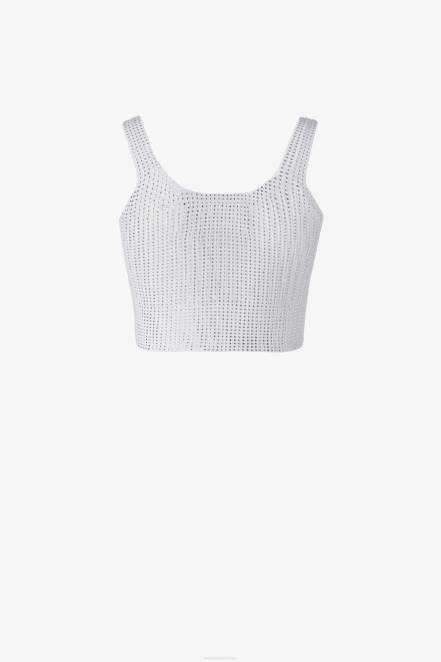 Women Ermanno Scervino White Crystal-Adorned Crop Top 424R68