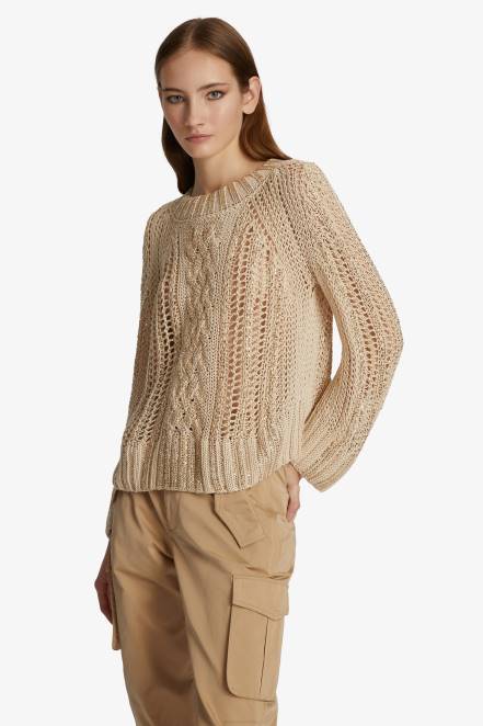 Women Ermanno Scervino White Crystal-Adorned Sweater With Openwork 424R46