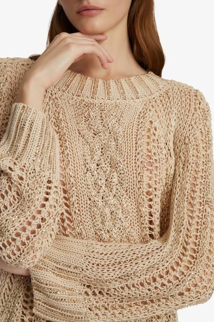 Women Ermanno Scervino White Crystal-Adorned Sweater With Openwork 424R46