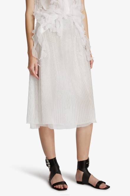 Women Ermanno Scervino White Crystal-Detailed Midi Skirt 424R123