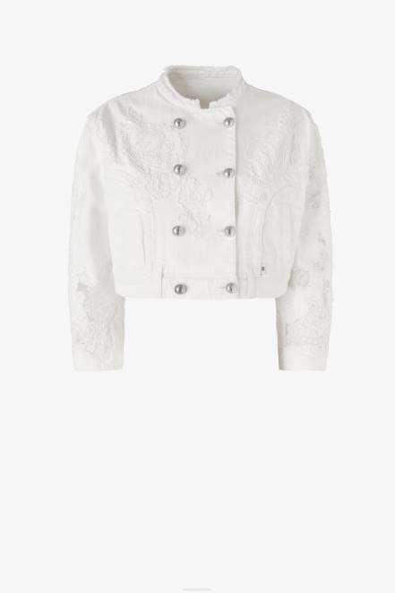 Women Ermanno Scervino White Denim Cropped Jacket 424R20