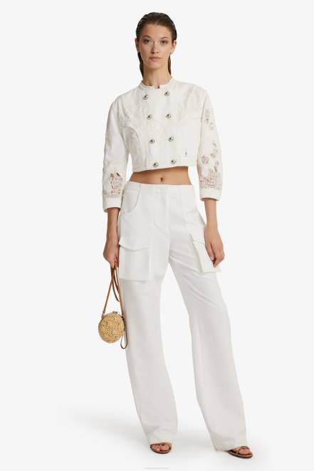 Women Ermanno Scervino White Denim Cropped Jacket 424R20