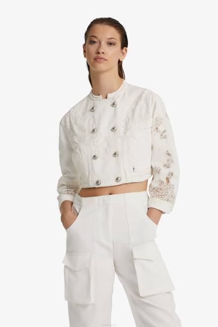Women Ermanno Scervino White Denim Cropped Jacket 424R20