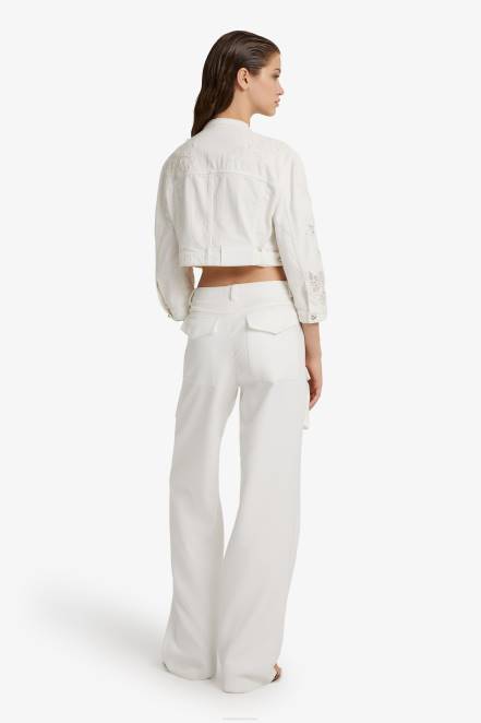 Women Ermanno Scervino White Denim Cropped Jacket 424R20