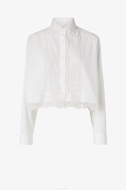 Women Ermanno Scervino White Embroidered Cropped Shirt 424R88
