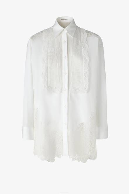 Women Ermanno Scervino White Lace-Adorned Oversized Shirt 424R86