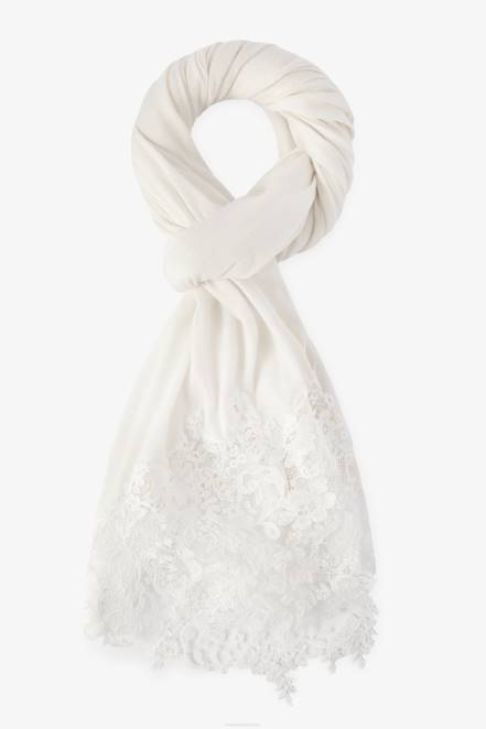 Women Ermanno Scervino White Lace-Adorned Pashmina 424R207