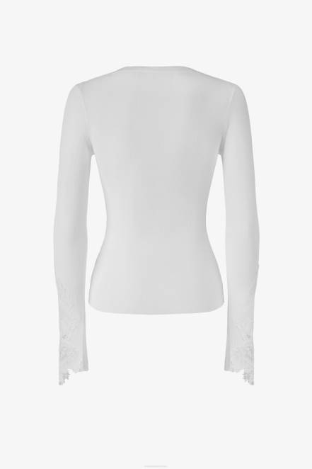 Women Ermanno Scervino White Lace-Adorned Snug-Fit Sweater 424R56
