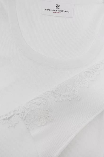 Women Ermanno Scervino White Lace-Adorned Snug-Fit Sweater 424R56