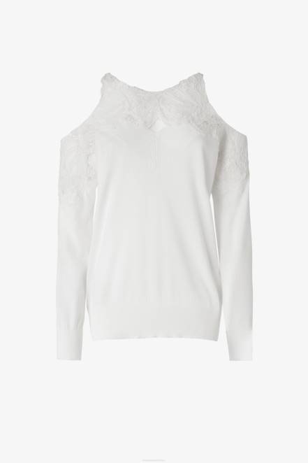 Women Ermanno Scervino White Lace-Adorned Sweater 424R64