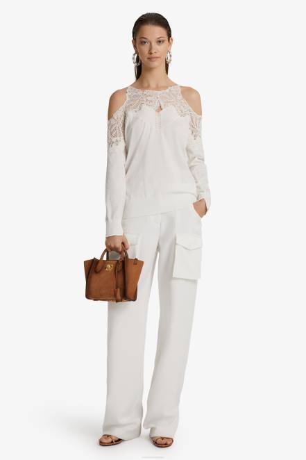 Women Ermanno Scervino White Lace-Adorned Sweater 424R64