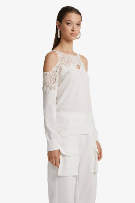 Women Ermanno Scervino White Lace-Adorned Sweater 424R64