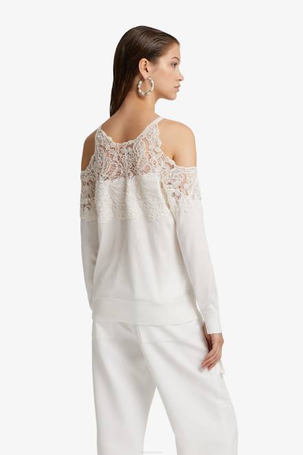 Women Ermanno Scervino White Lace-Adorned Sweater 424R64