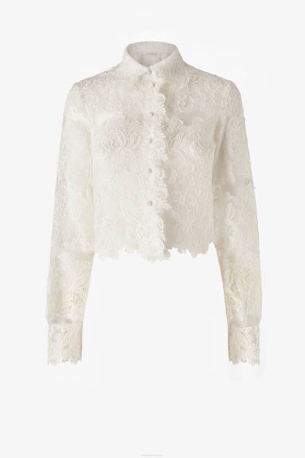 Women Ermanno Scervino White Lace Cropped Shirt 424R89