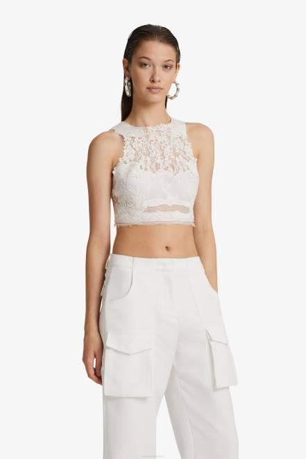 Women Ermanno Scervino White Lace Cropped Top 424R95